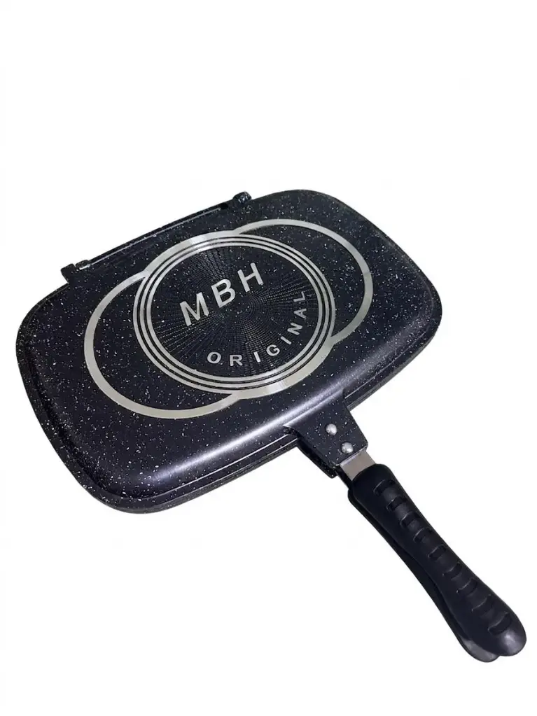 Poêle à griller double de 36 cm en fonte d'aluminium