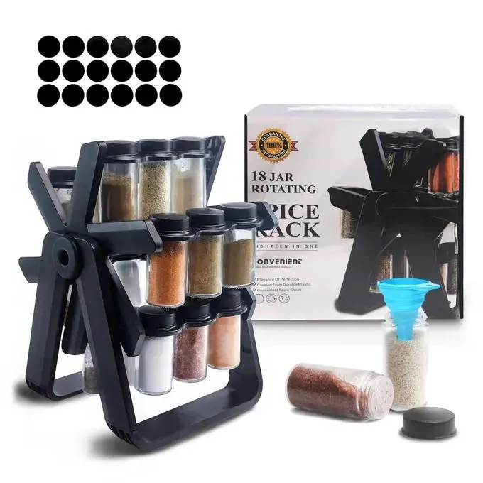 Organisateur à épices rotatif à 360 degrés avec 18 bouteilles