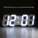 Réveil LED 3D, réveil de bureau 3D en ABS à fixer au mur pour chambre à coucher