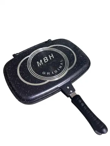 Poêle à griller double de 36 cm en fonte d'aluminium