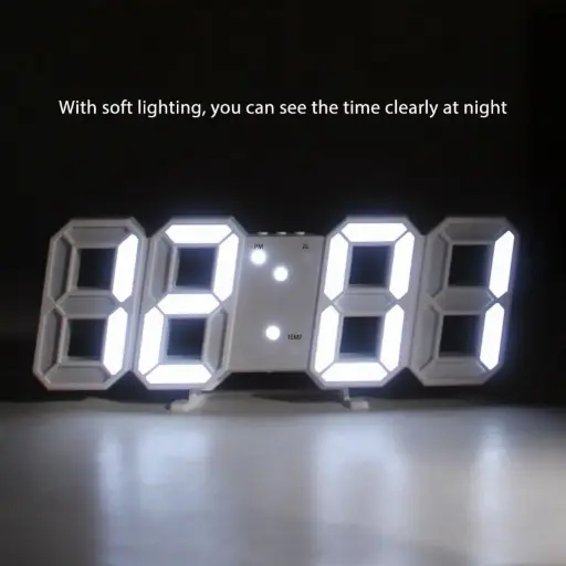 Réveil LED 3D, réveil de bureau 3D en ABS à fixer au mur pour chambre à coucher